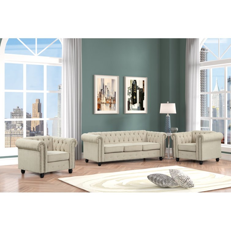 Galarza 3 - Piece Velvet Living Room Set